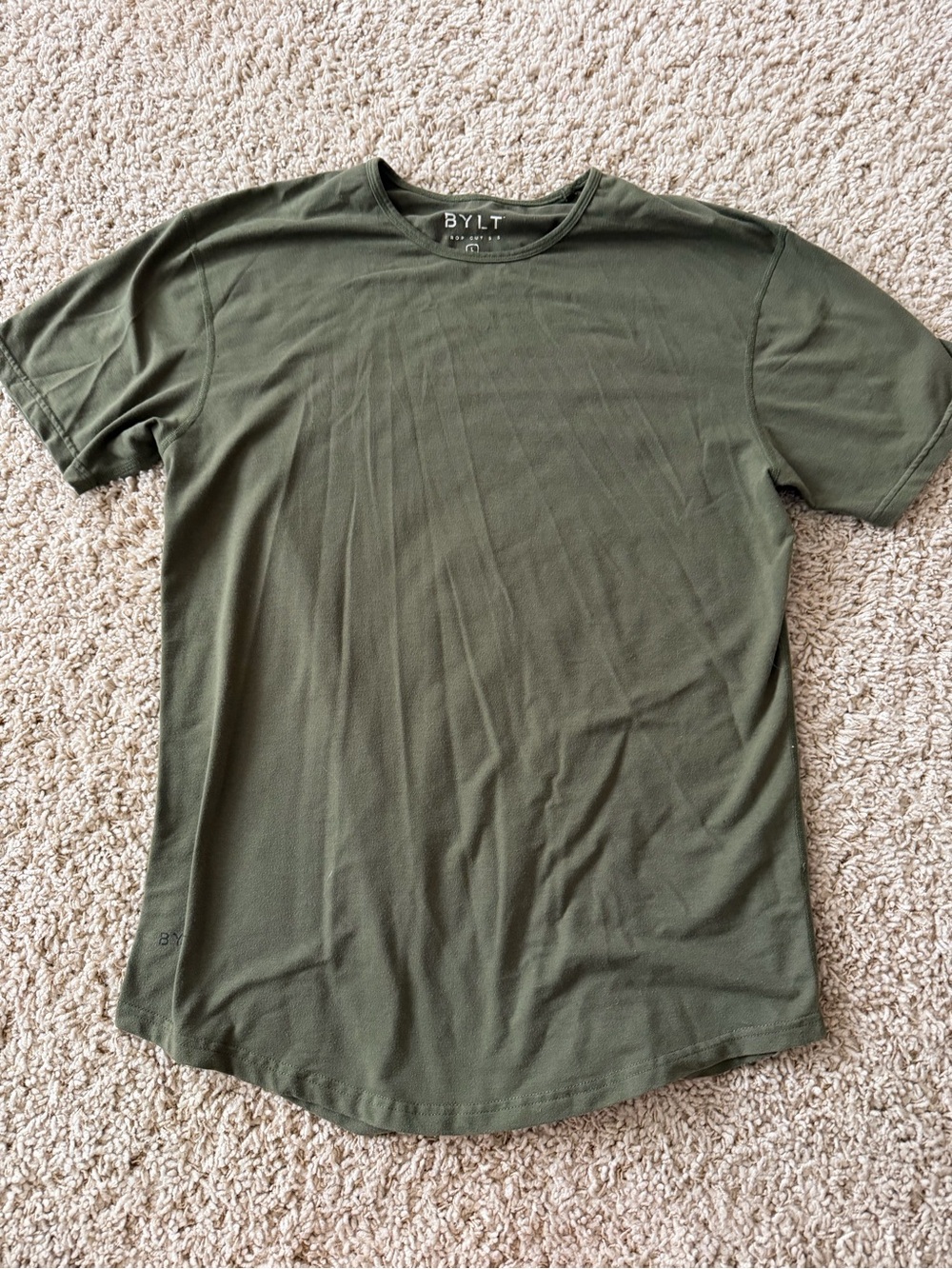 BYLT Men's Drop Cut S/S short sleeve Olive Green T-Shirt Large